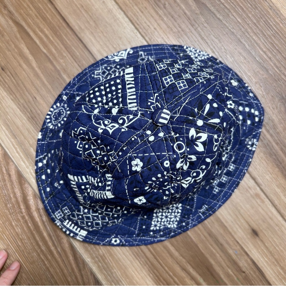 Vintage blue bandana print quilted bucket hat USA Union made festival 4th July - Picture 2 of 6